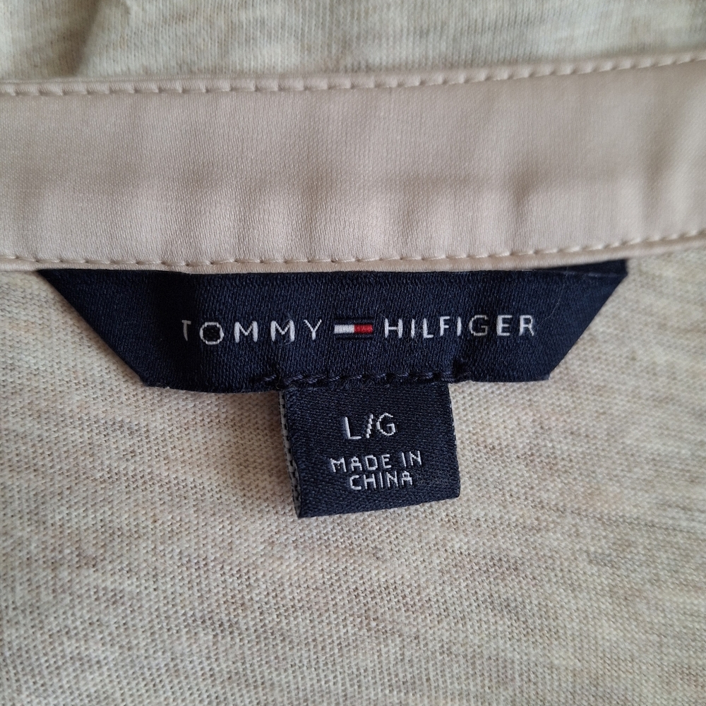 Tommy Hilfiger Beige Shirt With Satin Effect Neck. Nevwr Worn.
